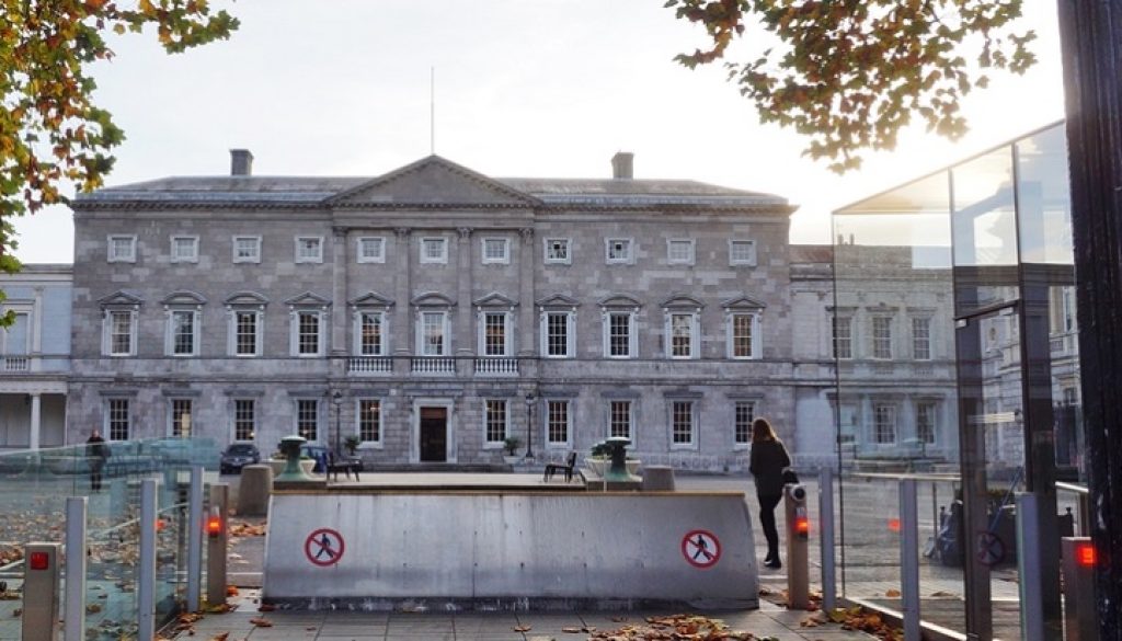 The Houses of the Oireachtas building in Dublin. It serves as the National Parliament of Ireland