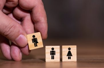 Konzeptbild drei Geschlechter, Mann Frau und divers, unbestimmtes Geschlecht