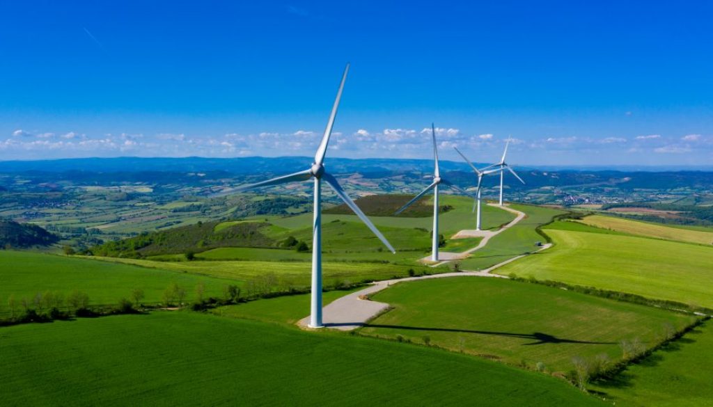 wind turbine, renewable energy- aerial view