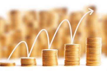 Rows of gold coins for finance and banking concept