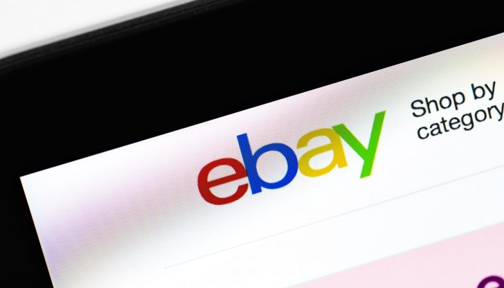 Ebay logo homepage on the display laptop, closeup. eBay is one of the largest online auction and shopping websites. Moscow, Russia - March 23, 2020