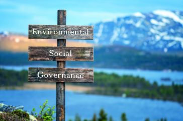 environmental social governance text on wooden signpost outdoors