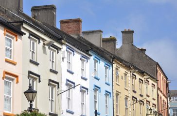 Colorful Irish houses in Cahir city, Ireland