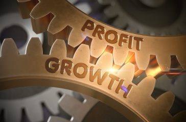 Profit Growth on the Golden Gears. 3D Illustration.