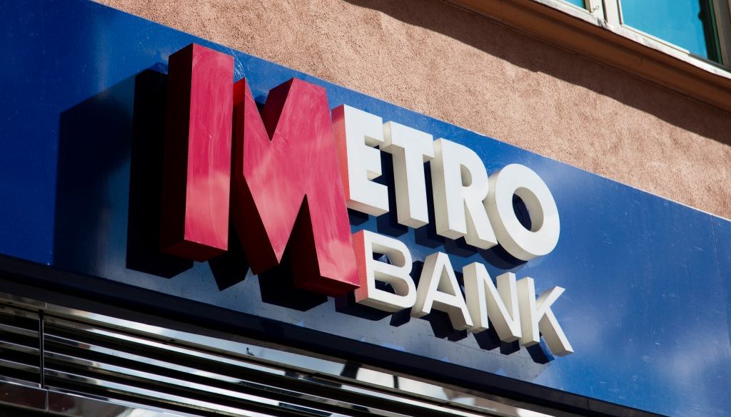 LONDON, UK - JULY 31th 2018: Metro bank shop signage in central