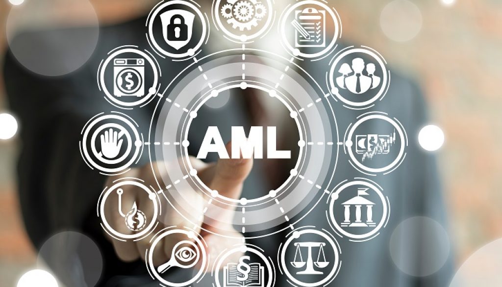 AML Anti Money Laundering Financial Bank Business Concept. Fight